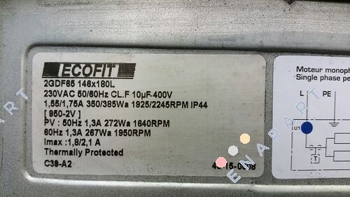 2GDF65 146x180L C39-A2 відцентровий вентилятор