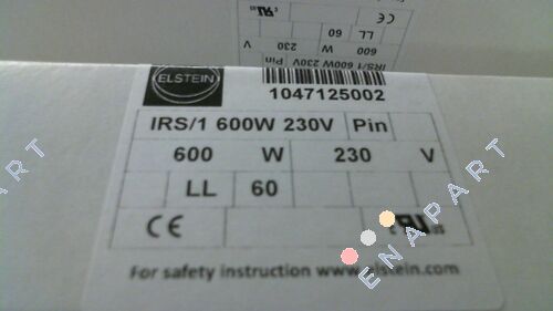 1047125001   / IRS/1 600W 230V Інфрачервоний нагрівач