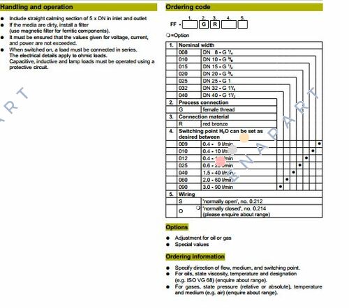 FF-040.GR.015T.IP65/0212 Перемикач потоку