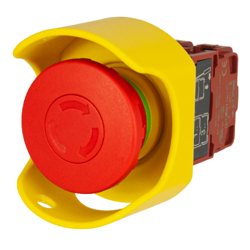 Mushroom push-button Ø 40, padlockable guard