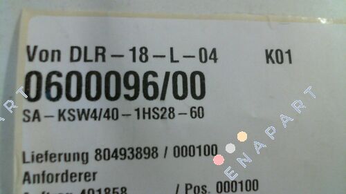 P/n: 0600096/00, Type: SA-KSW4/40-1HS28-60 Тролей збору струму